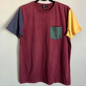 Retro Forever 21 Men Block Color T Shirt